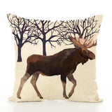 Spring Frolic Decorative Cushion Covers Squirrel Bird Bear Fox Printed Cotton Linen Pillowcase