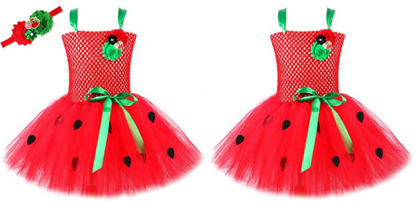 Red Sweet Strawberry Tutu Dress Halloween Costumes