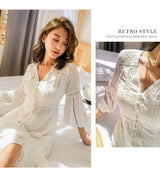Dove's White Boho Lantern Sleeve Cotton Lace Dress