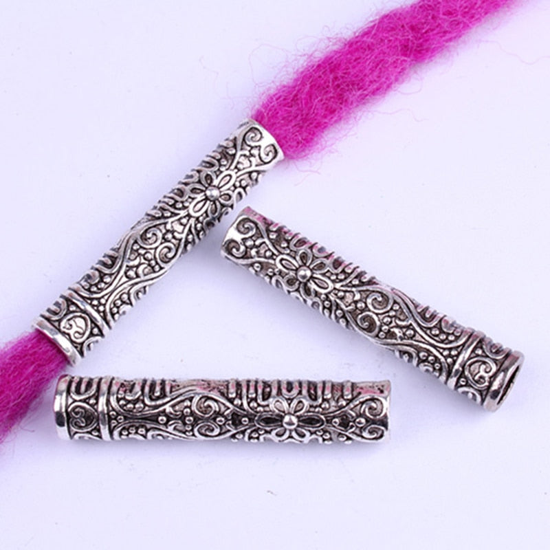 2Pcs Dreadlock Cuffs Braid Beads Beard Tubes
