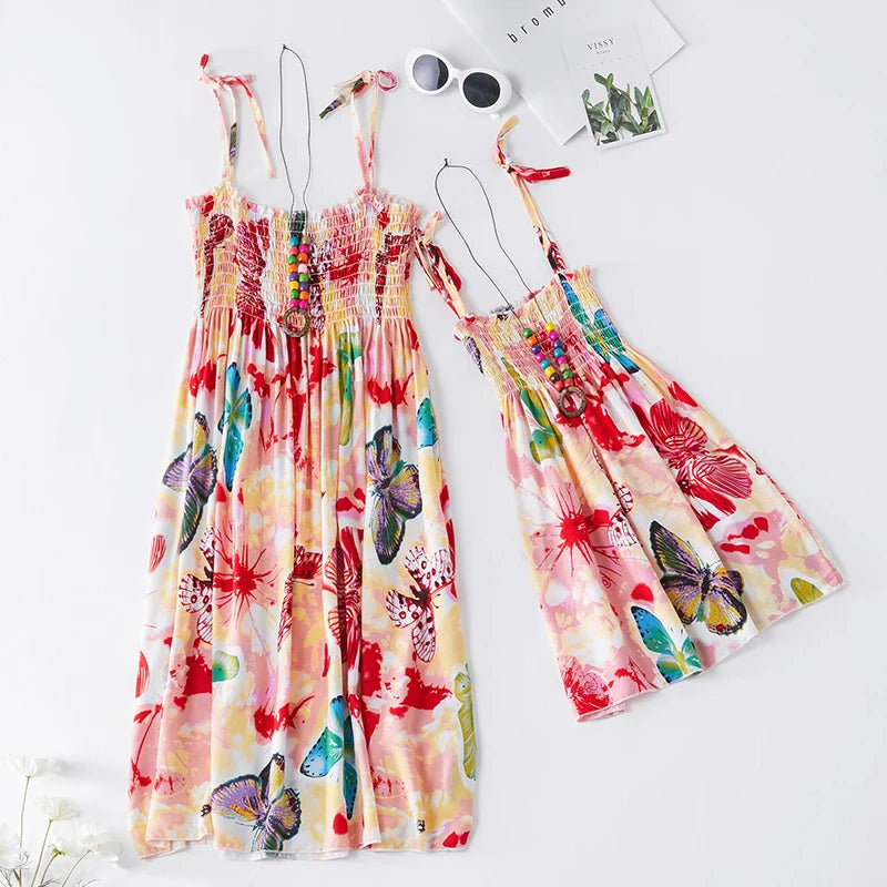 Mother and Daughter Matching Boho Beach Sundresses Summer Dresses