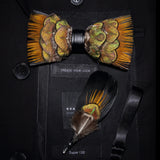 Men's Bow Tie & Pin Set Handmade Natural Feather Gift Box