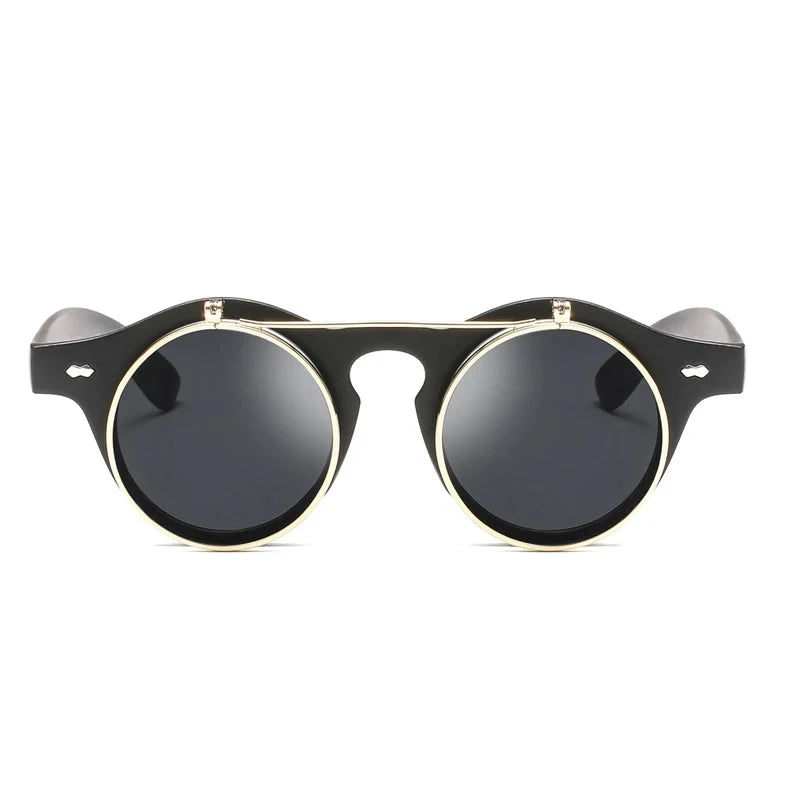 Round Steampunk Flip Up Sunglasses