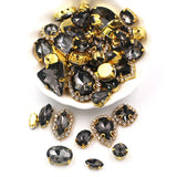 50pcs/Bag Shiny Mixed Shape Sew On Glass Rhinestone Gold Claw Crystal Buckle DIY Decoration 24 Colours