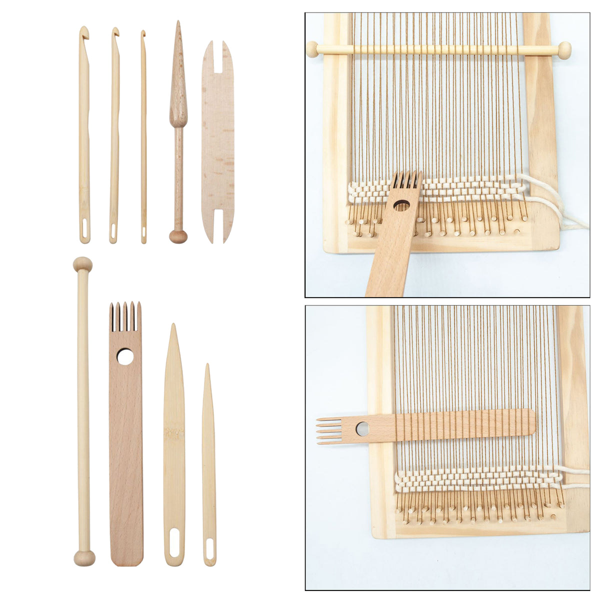 9Pcs/Set Weaving Loom Wood Tools Weaving Shuttle Crochet Needle Hand Loom Stick DIY Craft Tools