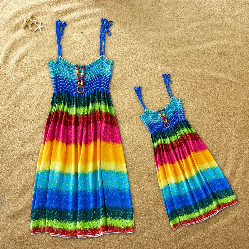 Mother and Daughter Matching Boho Beach Sundresses Summer Dresses