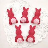 20pcs/lot Felt Rabbit Shapes with Fluffy Tails Padded Appliqués DIY Crafts 2.8*5cm