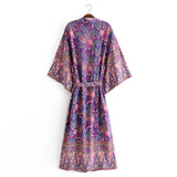 Elhiza's Purple Boho Long Kimono Robe Cover-up
