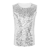 Mens Sequinned Tank Tops Festival Rave Party Clubwear