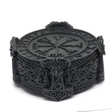 Norse Viking Trinket Box Vegviser Runic Compass Knotwork Thor Hammer