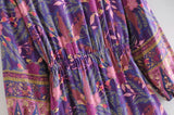 Elhiza's Purple Boho Mini Dress Lantern Sleeve