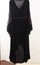 Laney's Long Sleeve Vintage Embroidered Cotton Boho Dress
