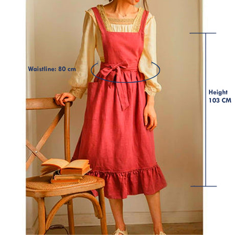 Emma's Cotton Linen Frilled Aprons Smock