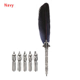 Feather Calligraphy Dip Pen Writing Set with 5 Nibs