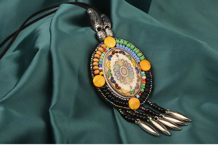 Handmade Beaded Leather Boho Necklaces