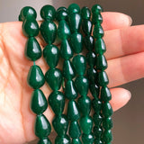 Dark Green Jade Water Drop Stone Beads For DIY Jewellery Making
