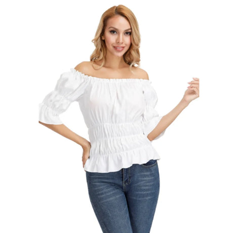 16 Colours Medieval Renaissance Blouses Off Shoulder Steampunk Cosplay Pirate Shirt Corset Top