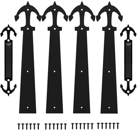 Steel Door Hardware Kit Decorative Carriage House Mounted Hinges Handles