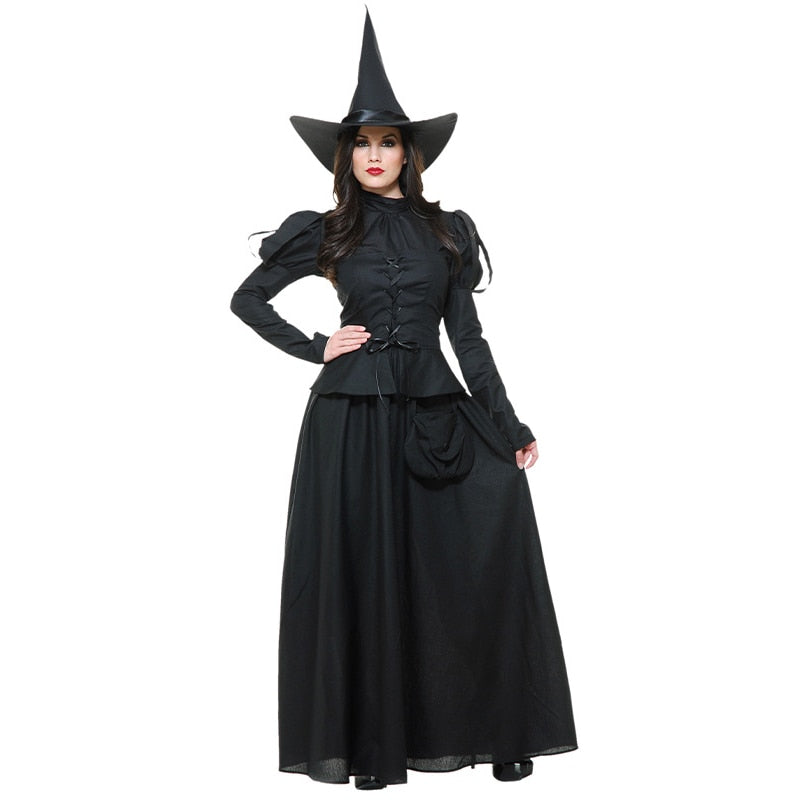 Evil Witch Queen Halloween Costume Medieval Gothic Enchantress Cosplay