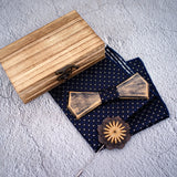 Wooden Bow Ties, Pocket Square and Lapel Pin Gift Box Set
