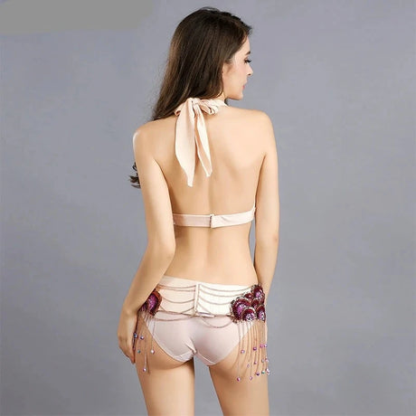 Peacock Belly Dance Beaded Bra and Belt Set