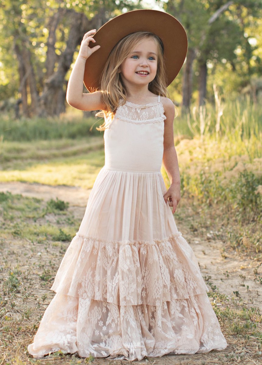 Girls Maxi Lace Chiffon Photoshoot Dresses For 3-15 Years