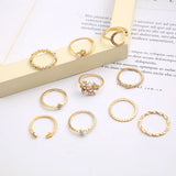 Boho Moon Heart Set of Ten Rings