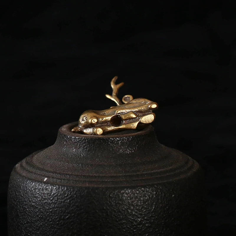 Copper Deer Elk Reindeer Figurine Tea Pet