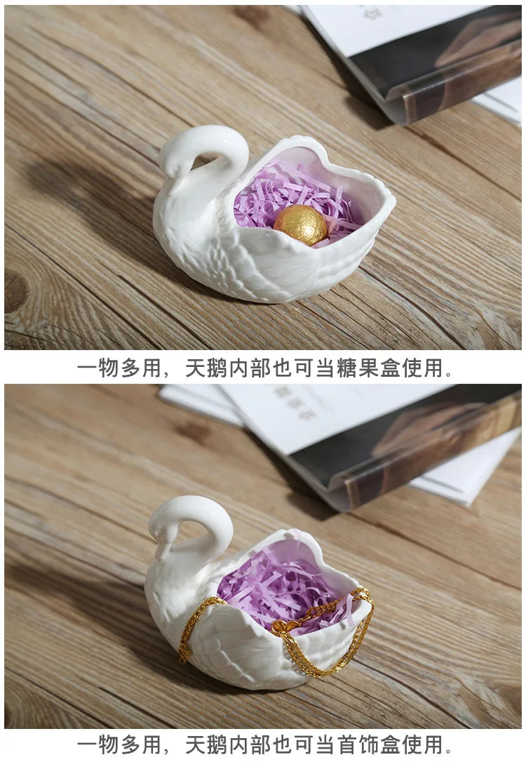 Swan Ceramic Flower Pots Home Decoration Storage Ornaments