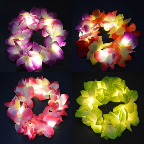 LED Light Up Hawaiian Lei Flower Crown Wreath