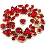 50pcs/Bag Shiny Mixed Shape Sew On Glass Rhinestone Gold Claw Crystal Buckle DIY Decoration 24 Colours