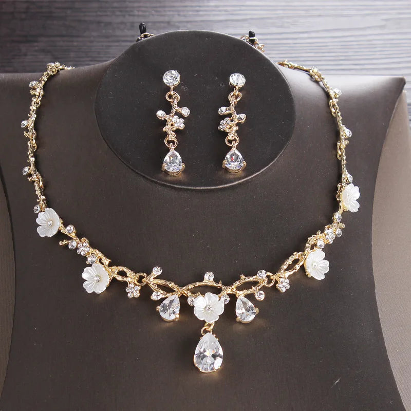 Bridal Jewellery Set - Crown, Earrings & Necklace.