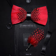 Men's Bow Tie & Pin Set Handmade Natural Feather Gift Box