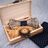 Wooden Bow Ties, Pocket Square and Lapel Pin Gift Box Set