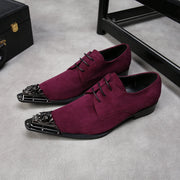 Rainbow Snake Skin Mens Genuine Leather Dress Shoes Pointed Metal Cap Toe