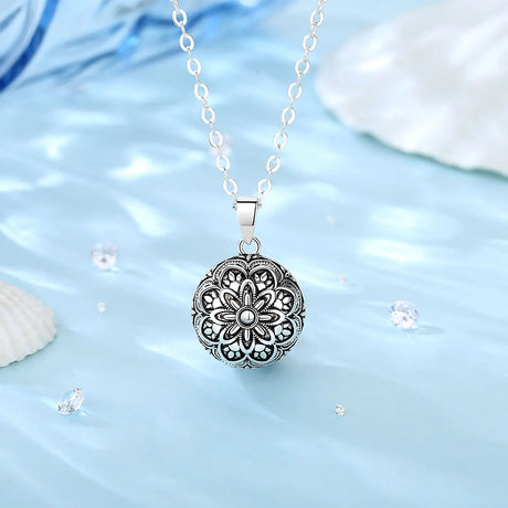 Flower Harmony Sound Chime Ball Mexican Bola Pendant Necklace