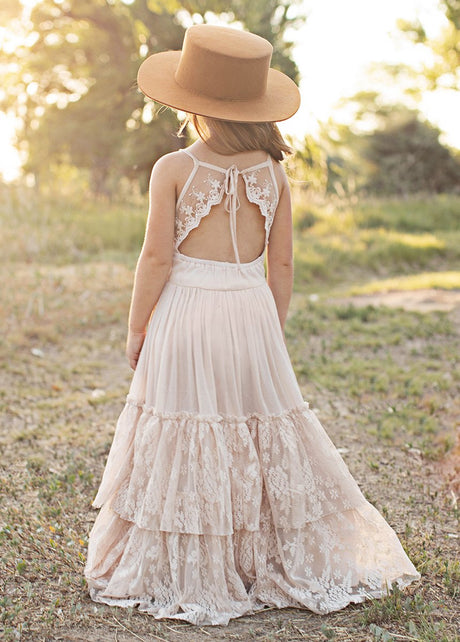 Girls Maxi Lace Chiffon Photoshoot Dresses For 3-15 Years