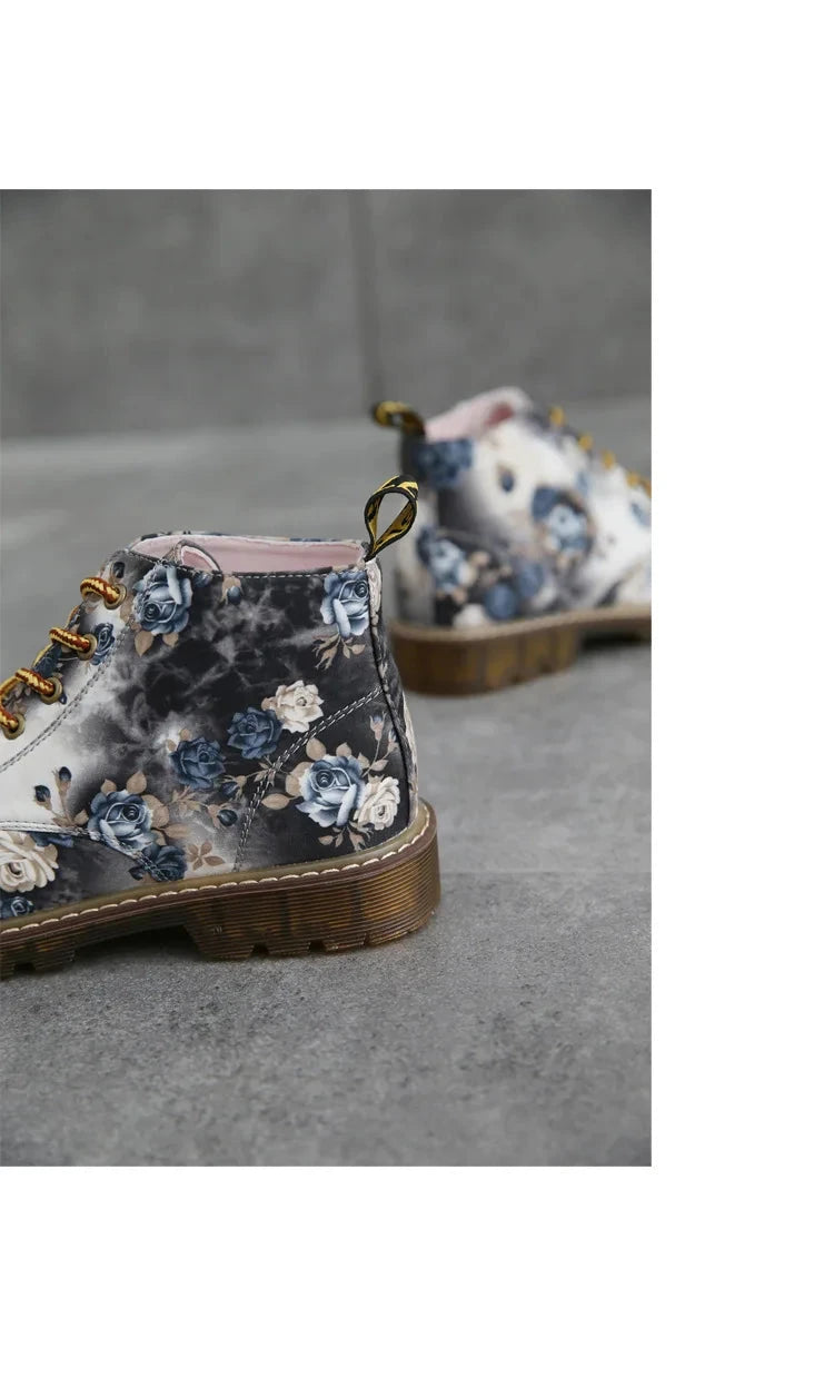 Janey's Retro Floral Ankle Boots