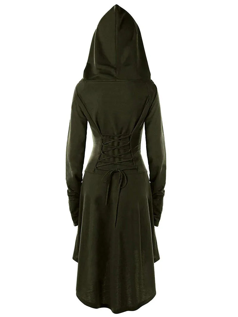 Archer's Goblincore Hooded  Lace Up Tunic Dress