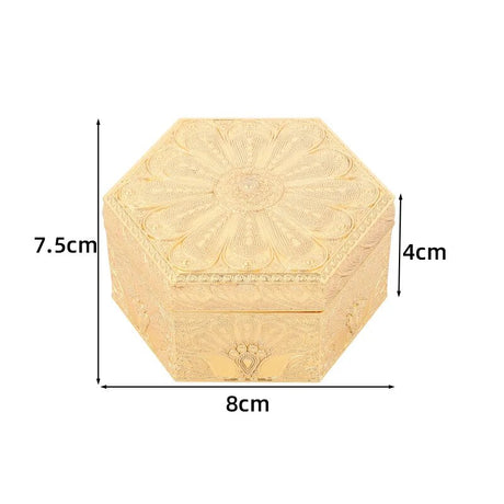 Golden Peacock Hexagonal Metal Jewellery Box