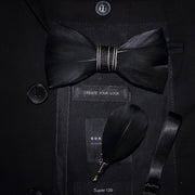 Men's Bow Tie & Pin Set Handmade Natural Feather Gift Box