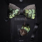 Men's Bow Tie & Pin Set Handmade Natural Feather Gift Box