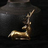 Copper Deer Elk Reindeer Figurine Tea Pet