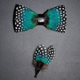 Men's Bow Tie & Pin Set Handmade Natural Feather Gift Box
