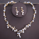 Princess Farfalla's Crystal Beads Pearl Butterfly Crown Jewellery Necklace Earrings Tiara Wedding Set