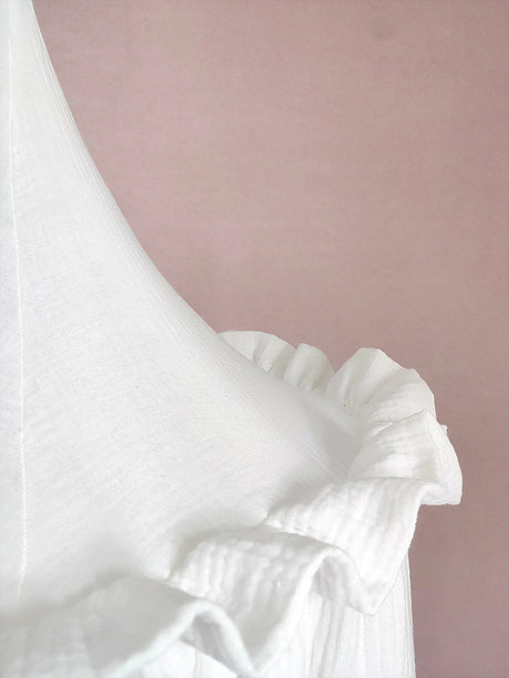 Muslin Cotton Hanging Canopy with Frills Bed Baldachin for Kids Room