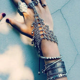 Bohemian Metal Lace Finger Bracelet Festival Turkish Slave Bracelets Gypsy Tribal