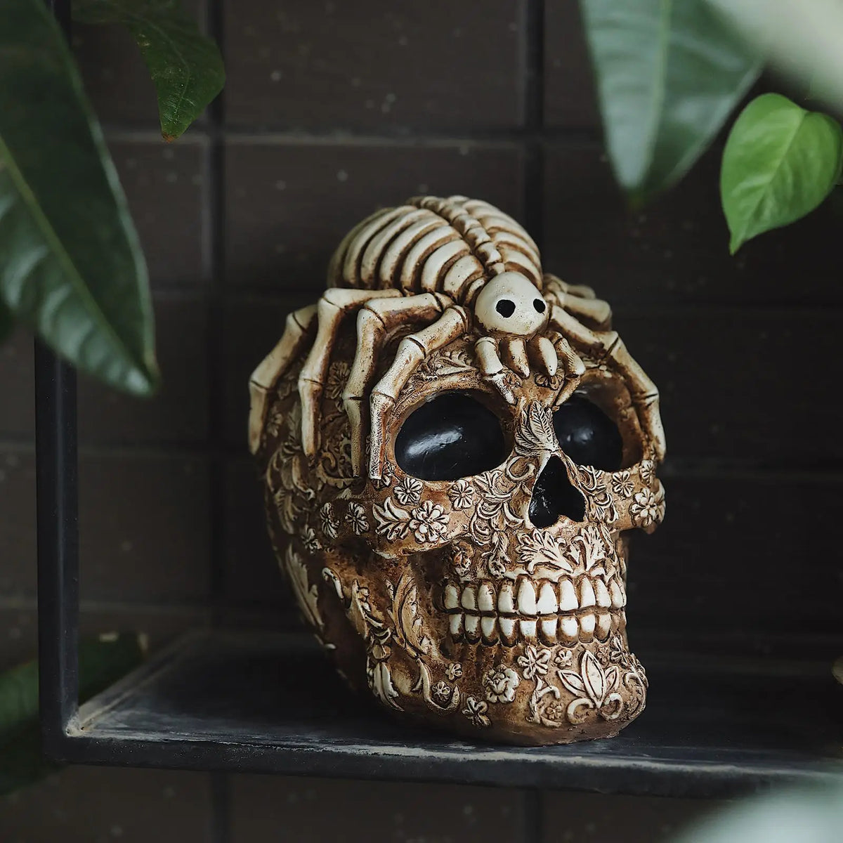 Skull And Spider Resin Statues Skeleton Dark Academia Home Office Desk Decor Halloween Party Decoration