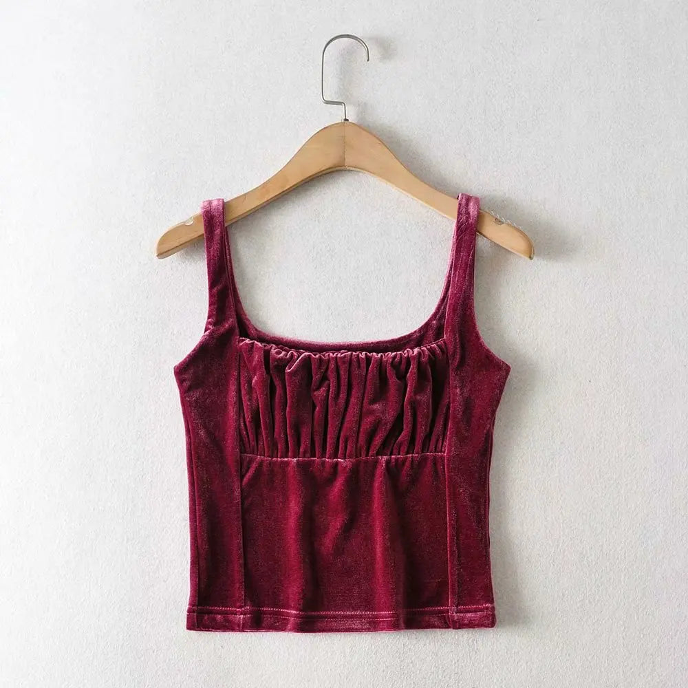 Velvet Tank Tops Y2k Medieval Casual