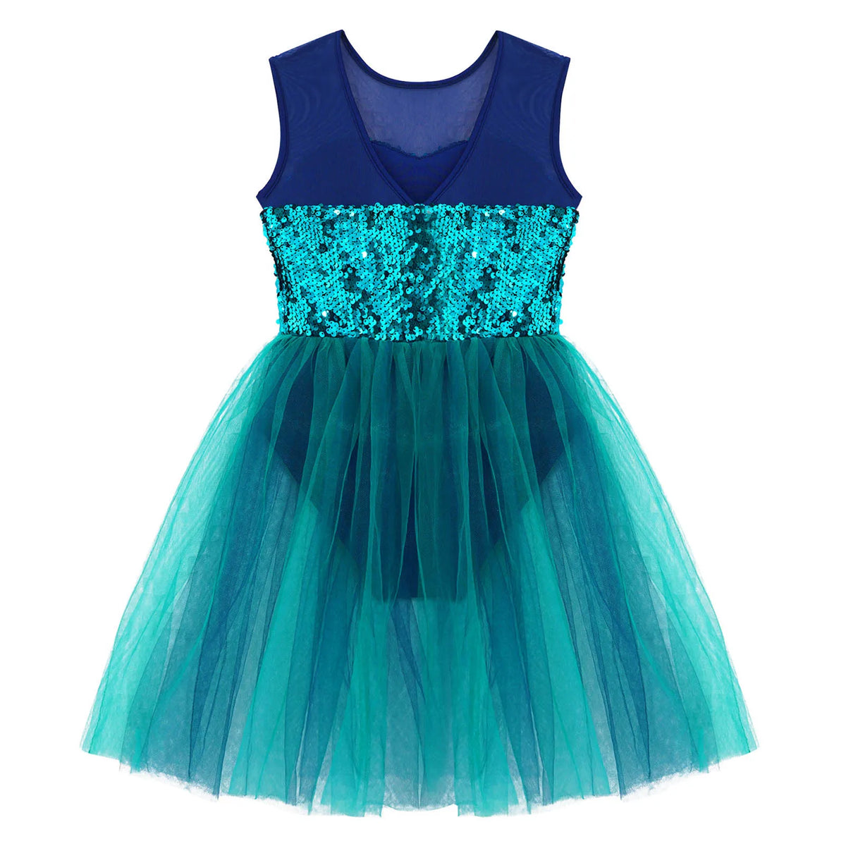 Girls Ballet Gymnastics Figure Ice Skating Sequin Leotard Tutu Dress Performance Dancewear